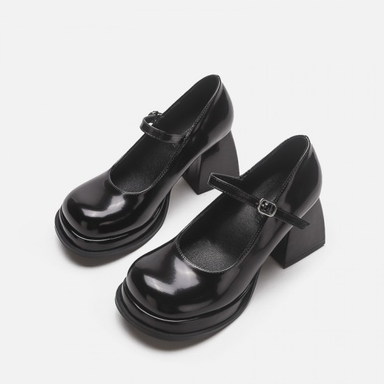2023 spring new style high heels for women genuine leather retro school style thick heel single shoes black round head Mary Jane shoes Knee-high boots for women, no label version, suitable for petite women, spicy thick-soled elastic boots, height-increasi 2023 spring new style high heels for women genuine leather retro school style thick heel single shoes black round head Mary Jane shoes Knee-high boots for women, no label version, suitable for petite women, spicy thick-soled elastic boots, height-increasi