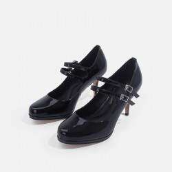 2025 new style Wild Child same style high heels thin heel single shoes round head French one-strap Mary Jane small leather shoes