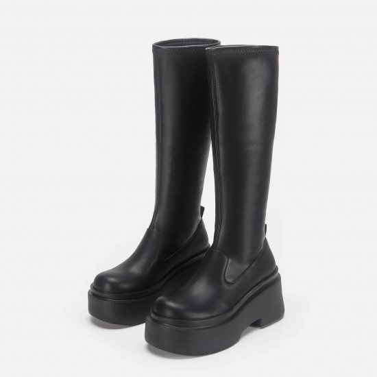 Women's thick-soled loafers, one-step-on, two-wear, platform soles, small leather shoes, height-increasing, British style, single shoes