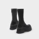 2022 new style cross-border foreign trade short boots for women thick sole groove sole mid-calf elastic boots back zipper Martin boots