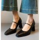 2025 new style French Mary Janes for women, high-end chunky heel high heels, shallow-toe small leather shoes, water crystal single shoes 2025 new style French Mary Janes for women, high-end chunky heel high heels, shallow-toe small leather shoes, water crystal single shoes