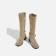 2024 best-selling European and American British style boots for women, thick-soled, height-increasing, short boots, mid-calf boots, back zipper, slimming, knee-high boots