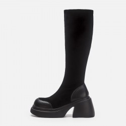Short boots for small women with high heels, thick sole stretchy boots, height-increasing, leg-hugging, slimming, sweet and cool Martin boots for women, breathable and thin