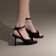 Bowknot French exquisite sandals thin heel high-end Roman shoes ankle strap black high heels shoes for women summer Bowknot French exquisite sandals thin heel high-end Roman shoes ankle strap black high heels shoes for women summer