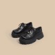 Small leather shoes summer 2021 new style thick sole platform small black shoes for women Japanese large size leather shoes school British style