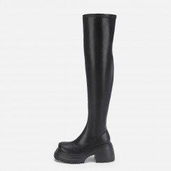 Winter new style thick sole height-increasing short boots for women, thick sole long boots, over-the-knee boots, mid-calf stretchy boots, suede slim boots