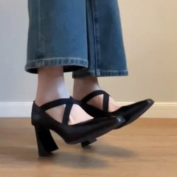 Leather version 2024 new style mules for women, lazy slip-on retro and versatile Birkenstock-style sandals