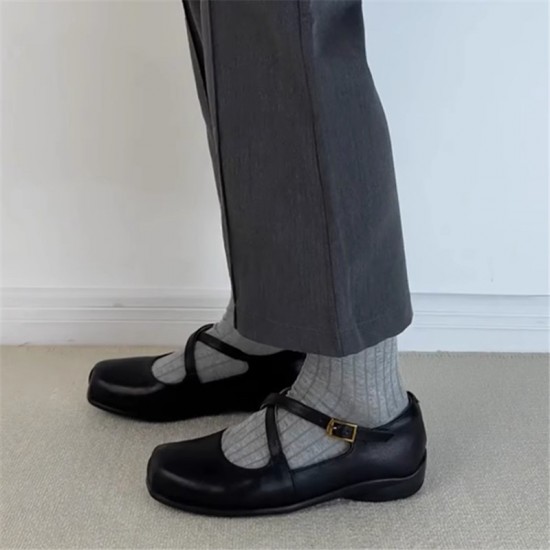 Sheepskin version~ Gentle cross strap soft sole Mary Jane women's shoes retro ballet shoes square head shallow mouth low heel single shoes Sheepskin version~ Gentle cross strap soft sole Mary Jane women's shoes retro ballet shoes square head shallow mouth low heel single shoes