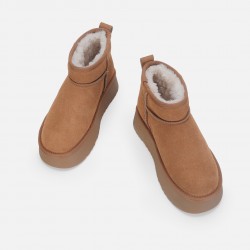 Winter new style thick sole height-increasing boots for women, thick sole long boots, mid-calf stretchy boots, suede slim boots