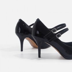 2025 new style Wild Child same style high heels thin heel single shoes round head French one-strap Mary Jane small leather shoes