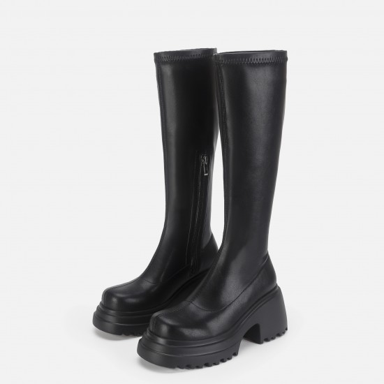 Winter new style thick sole height-increasing short boots for women, thick sole long boots, over-the-knee boots, mid-calf stretchy boots, suede slim boots Winter new style thick sole height-increasing short boots for women, thick sole long boots, over-the-knee boots, mid-calf stretchy boots, suede slim boots