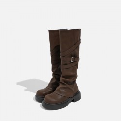 Snow boots for women, 2024 autumn and winter new style genuine leather short boots, warm and cold-proof thick-soled loafers, cotton shoes