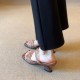 Minority stepping sensation~ Sheepskin French retro woven sandals for women 2025 summer new style square head irregular high heels Minority stepping sensation~ Sheepskin French retro woven sandals for women 2025 summer new style square head irregular high heels
