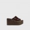 Cross-border foreign trade 2025 new style rivet animal print outdoor beach wood grain thick sole wedge one-strap sandals for men and women