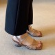 Minority stepping sensation~ Sheepskin French retro woven sandals for women 2025 summer new style square head irregular high heels Minority stepping sensation~ Sheepskin French retro woven sandals for women 2025 summer new style square head irregular high heels