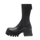 2022 new style cross-border foreign trade short boots for women thick sole groove sole mid-calf elastic boots back zipper Martin boots
