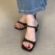 Leather one-strap chunky heel Mary Janes for women, new French retro high heels, work shoes, shallow-toe square-toe single shoes for women