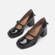 Leather version cross straps elastic band retro chunky heel Mary Janes for women, slip-on high heels, pointed-toe ballet shoes