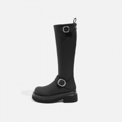 Spicy thick-soled elastic long boots for petite women, high boots, height-increasing, leg-hugging, slimming, sweet and cool, long and slender boots