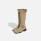 2024 best-selling European and American British style boots for women, thick-soled, height-increasing, short boots, mid-calf boots, back zipper, slimming, knee-high boots