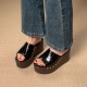 Cross-border foreign trade 2025 new style rivet animal print outdoor beach wood grain thick sole wedge one-strap sandals for men and women Cross-border foreign trade 2025 new style rivet animal print outdoor beach wood grain thick sole wedge one-strap sandals for men and women