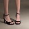 Bowknot French exquisite sandals thin heel high-end Roman shoes ankle strap black high heels shoes for women summer