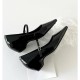 French one-strap buckle thick heel Mary Jane women's shoes pointed head inner height-increasing single shoes shallow mouth elegant commuting high heels shoes French one-strap buckle thick heel Mary Jane women's shoes pointed head inner height-increasing single shoes shallow mouth elegant commuting high heels shoes