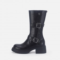 2024 best-selling European and American British style boots for women, thick-soled, height-increasing, high boots, mid-calf boots, back zipper, slimming, knee-high boots