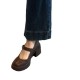 Sheepskin version~ Round head high heels Mary Jane shoes for women genuine leather one-strap buckle shallow mouth single shoes thick heel retro small leather shoes