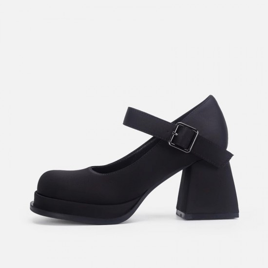 Women's high heels shoes thick heel retro Mary Jane shoes platform sole round head one-strap Japanese JK girl small leather shoes Women's high heels shoes thick heel retro Mary Jane shoes platform sole round head one-strap Japanese JK girl small leather shoes
