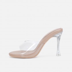 2024 new style thin heel sandals simple crystal transparent high heels women's sandals sexy fashionable outdoor European and American girl style