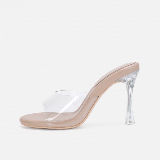 2024 new style thin heel sandals simple crystal transparent high heels women's sandals sexy fashionable outdoor European and American girl style