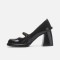 Leather version cross straps elastic band retro chunky heel Mary Janes for women, slip-on high heels, pointed-toe ballet shoes