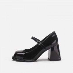 Women's French Mary Jane shoes, chunky heel, 2024 new style, black and white color block, versatile high-heeled small leather shoes