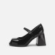 Women's French Mary Jane shoes, chunky heel, 2024 new style, black and white color block, versatile high-heeled small leather shoes Women's French Mary Jane shoes, chunky heel, 2024 new style, black and white color block, versatile high-heeled small leather shoes