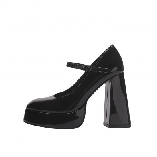 Mary Jane high heels for women, 2023 new style, black retro punk small leather shoes, strappy buckle, round head single shoes Mary Jane high heels for women, 2023 new style, black retro punk small leather shoes, strappy buckle, round head single shoes