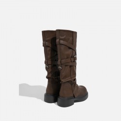 Snow boots for women, 2024 autumn and winter new style genuine leather short boots, warm and cold-proof thick-soled loafers, cotton shoes