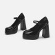 Mary Jane high heels for women, 2023 new style, black retro punk small leather shoes, strappy buckle, round head single shoes Mary Jane high heels for women, 2023 new style, black retro punk small leather shoes, strappy buckle, round head single shoes
