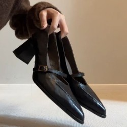 Sweet bowknot elegant pointed-toe thin-heel high-heeled shoes, 2025 new style, height-increasing, slimming, closed-toe sandals