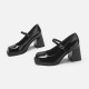 Women's French Mary Jane shoes, chunky heel, 2024 new style, black and white color block, versatile high-heeled small leather shoes Women's French Mary Jane shoes, chunky heel, 2024 new style, black and white color block, versatile high-heeled small leather shoes