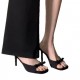 Women's summer outdoor fashionable black satin bowknot decorated one-strap fish-mouth toe-exposed high heels sandals