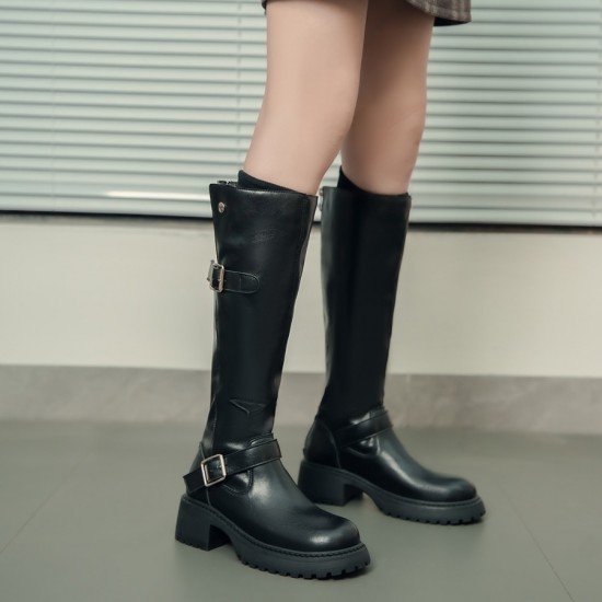 2024 best-selling European and American British style boots for women, thick-soled, height-increasing, high boots, mid-calf boots, back zipper, slimming, knee-high boots 2024 best-selling European and American British style boots for women, thick-soled, height-increasing, high boots, mid-calf boots, back zipper, slimming, knee-high boots