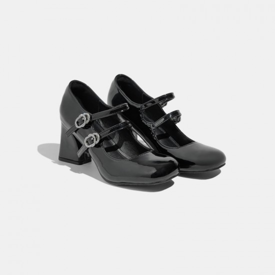 Small leather shoes for women, two-wear slip-on British style, thick-soled high-heel platform laced loafers for women, single shoes Small leather shoes for women, two-wear slip-on British style, thick-soled high-heel platform laced loafers for women, single shoes