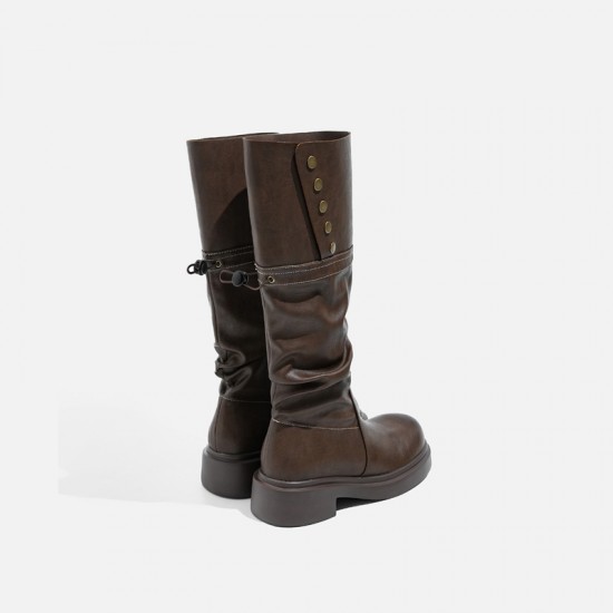 Retro western cowboy boots for women, autumn/winter suede long boots, thick-soled, height-increasing, slimming, knee-high boots Retro western cowboy boots for women, autumn/winter suede long boots, thick-soled, height-increasing, slimming, knee-high boots