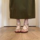 Sheepskin version in stock~ Round head toe-exposed woven Roman sandals for women thick heel height-increasing South France vacation style mid-heel shoes for women Sheepskin version in stock~ Round head toe-exposed woven Roman sandals for women thick heel height-increasing South France vacation style mid-heel shoes for women