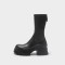2022 new style cross-border foreign trade short boots for women thick sole groove sole mid-calf elastic boots back zipper Martin boots