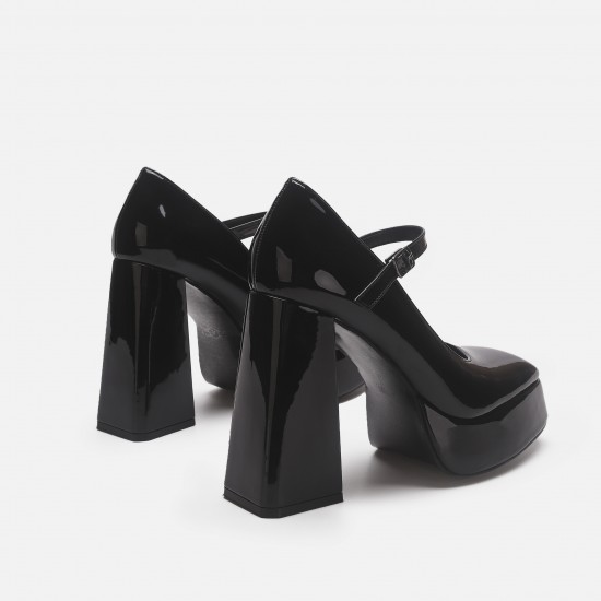 Mary Jane high heels for women, 2023 new style, black retro punk small leather shoes, strappy buckle, round head single shoes Mary Jane high heels for women, 2023 new style, black retro punk small leather shoes, strappy buckle, round head single shoes