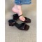 Leather one-strap chunky heel Mary Janes for women, new French retro high heels, work shoes, shallow-toe square-toe single shoes for women