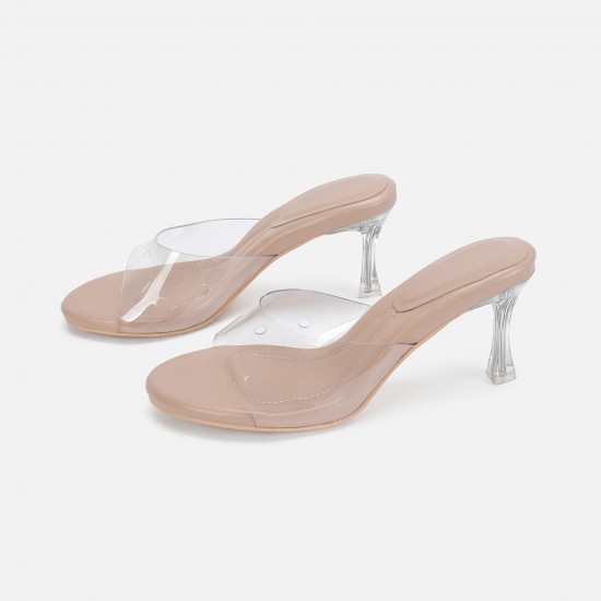 2024 new style thin heel sandals simple crystal transparent high heels women's sandals sexy fashionable outdoor European and American girl style
