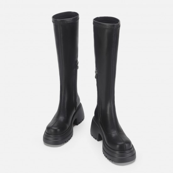 Winter new style thick sole height-increasing short boots for women, thick sole long boots, over-the-knee boots, mid-calf stretchy boots, suede slim boots Winter new style thick sole height-increasing short boots for women, thick sole long boots, over-the-knee boots, mid-calf stretchy boots, suede slim boots